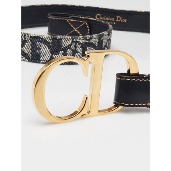 Christian Dior Blue Trotter Logo Canvas CD Belt 80 sz main image 5